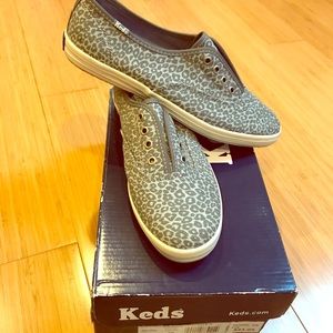 KEDS Grey Animal Print Slip-Ons